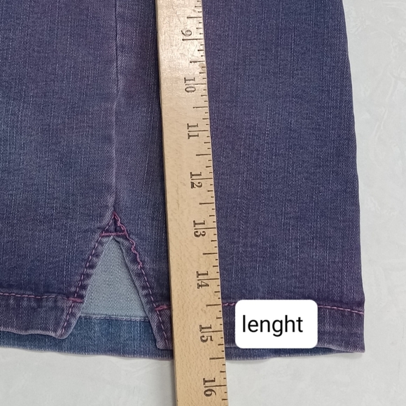 Free Spirited Wild Fable Sexy Denim Mini Skirt Mid Wash Blue W4 Straight Stretch - Picture 10 of 11